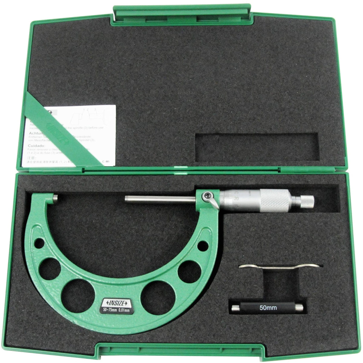 Insize Long Spindle Outside Micrometer 50-75mm Range Series 3209-75 - Twin Eagle Imports