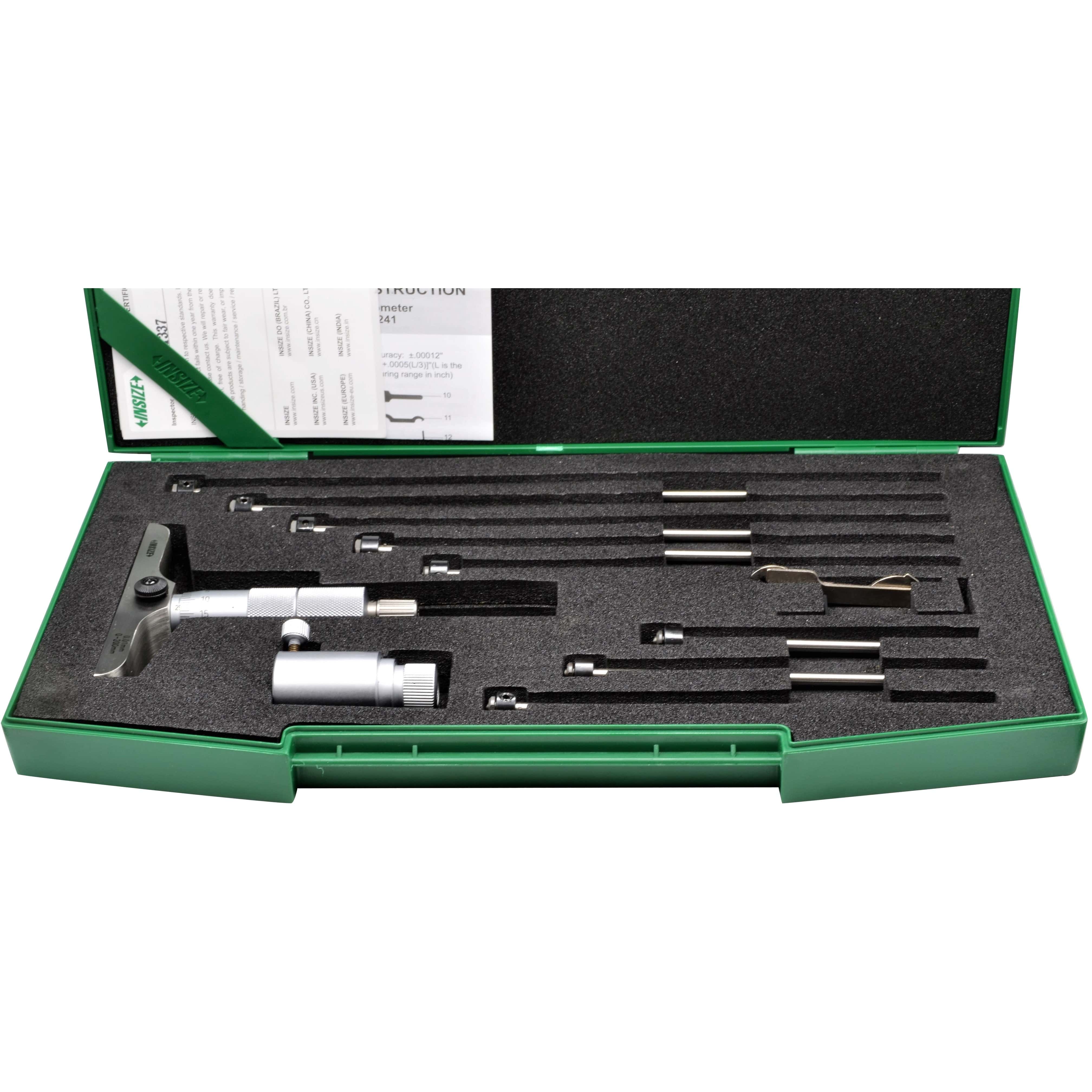 INSIZE Measuring Equipment Insize 8pc Metric Depth Micrometer 0-200mm Range Series 3241-200