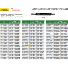 INSIZE MEASURING EQUIPMENT Insize American Standard Thread Plug Gage 5/8-11UNC Class 2B Series 4131-5C1
