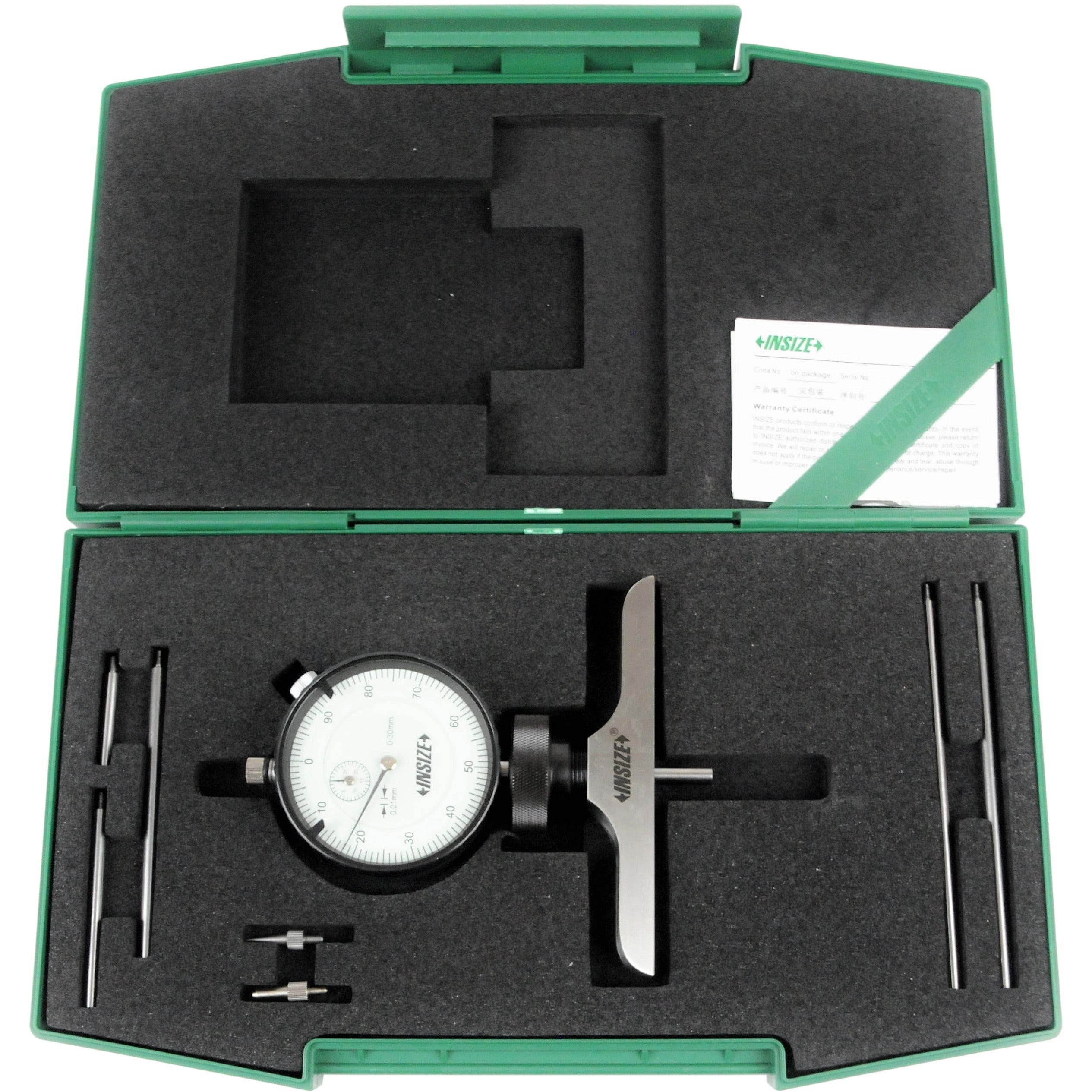 INSIZE Measuring Equipment Insize Dial Depth Gauge 0-300mm x 0.01mm Range Series 2342-202