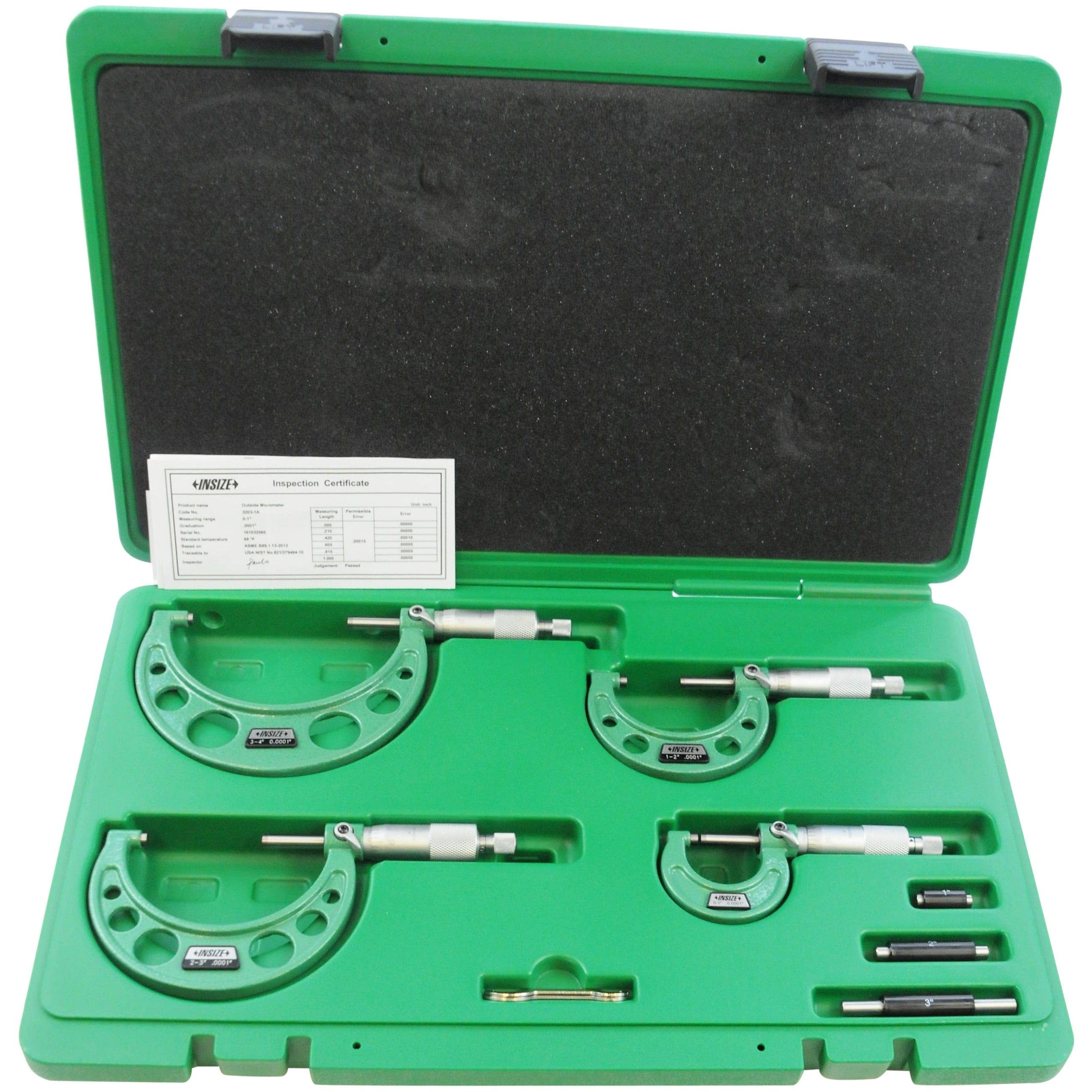 INSIZE Measuring Equipment Insize Imperial Outside Micrometer Set 0-4" Range Series 3203-44A