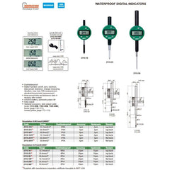 INSIZE Measuring Equipment Insize IP54 Coolant Proof Digital Indicator 50.8mm / 2" Range Series 2115-50