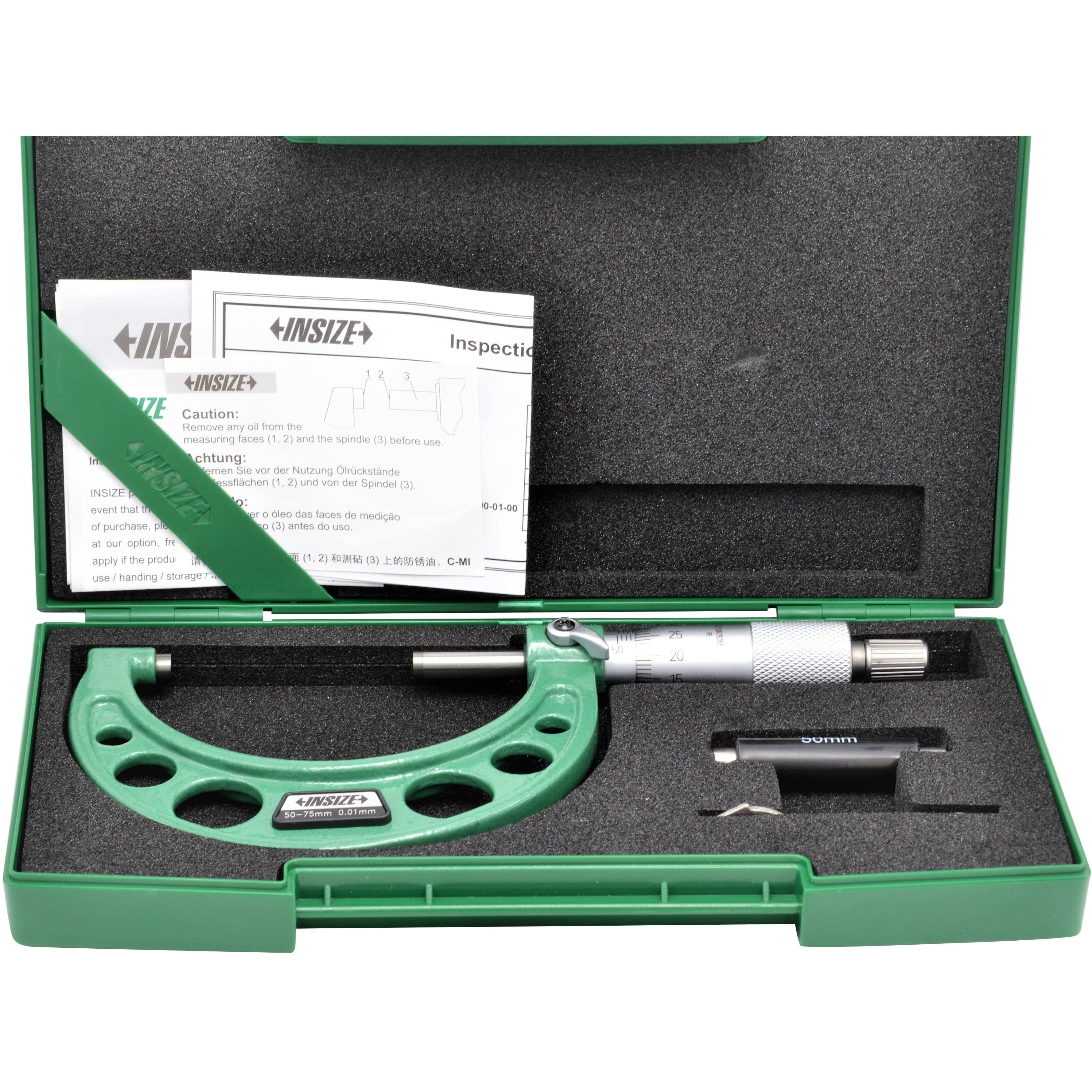 Insize Metric Outside Micrometer 50-75mm Range Series
