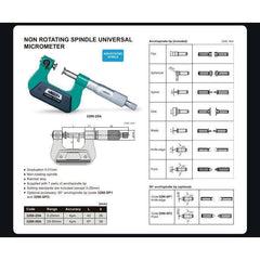 INSIZE Measuring Equipment Insize Non-Rotating Micrometer with Anvil/spindle tips 0-1" Range Series 3280-1