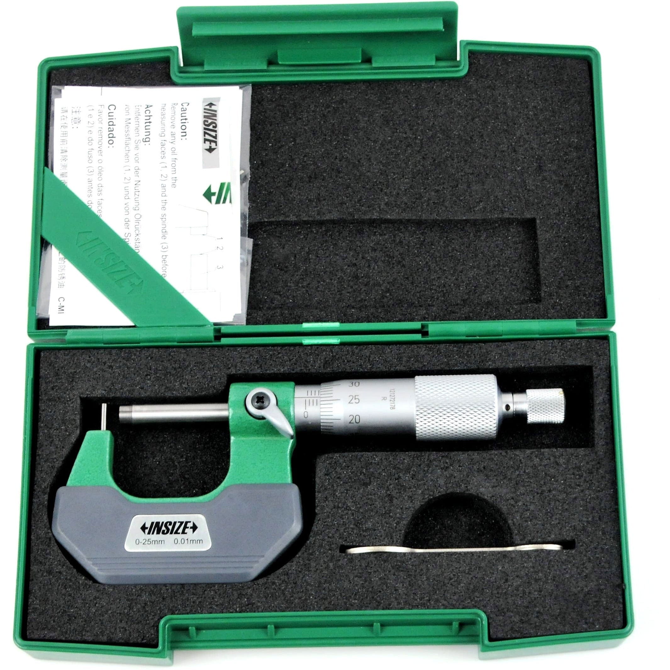 INSIZE Measuring Equipment Insize Type A Cylindrical Anvil Tube Micrometer 0-25mm Range Series 3261-25A