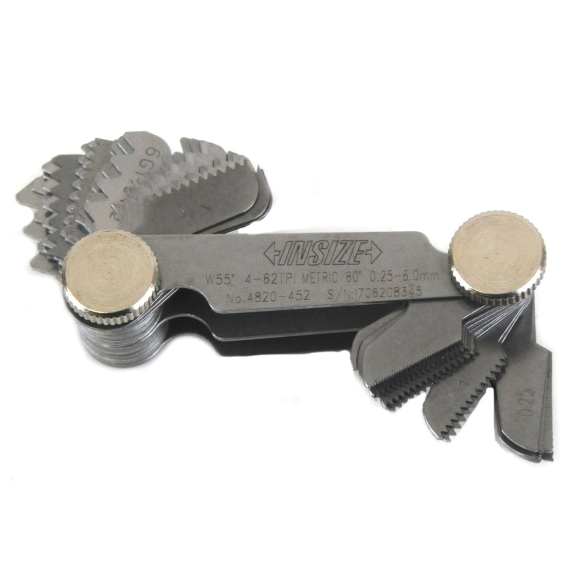 Insize Metric 60° & Whitworth 55° Screw Pitch Gauge 0.25-6mm/4-62TPI Range Series 4820-452 - Twin Eagle Imports