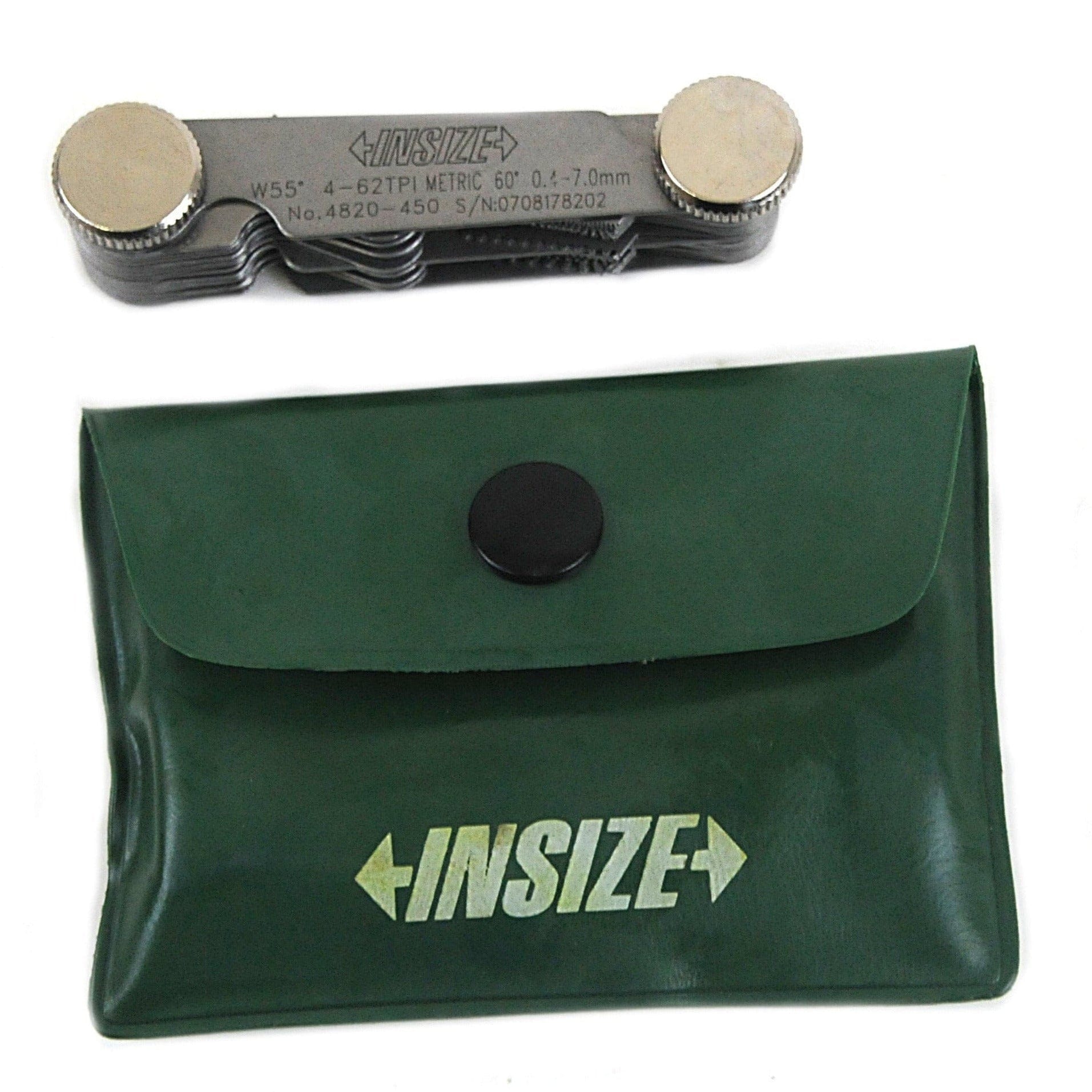 Insize Metric 60° & Whitworth 55° Screw Pitch Gauge 0.4-7mm/4-62TPI Range Series 4820-450 - Twin Eagle Imports