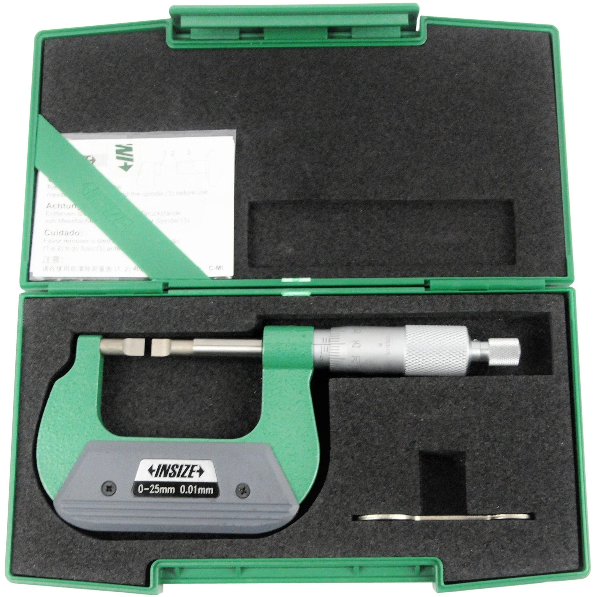 Insize Metric Outside Blade Micrometer 0-25mm Range Series 3232-25BA - Twin Eagle Imports
