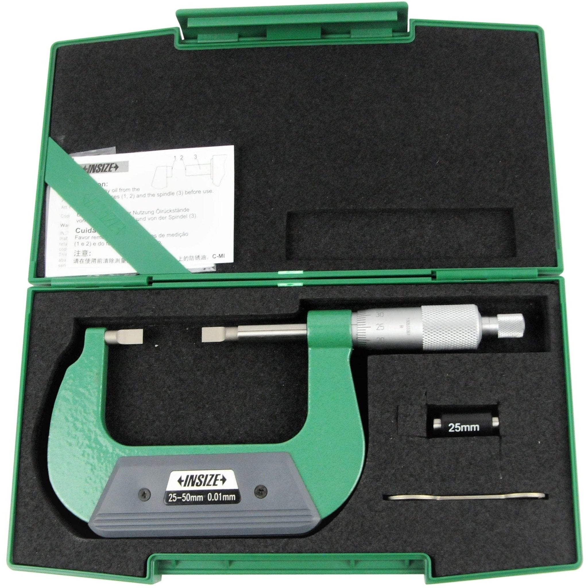 Insize Metric Outside Blade Micrometer 25-50mm Range Series 3232-50A - Twin Eagle Imports