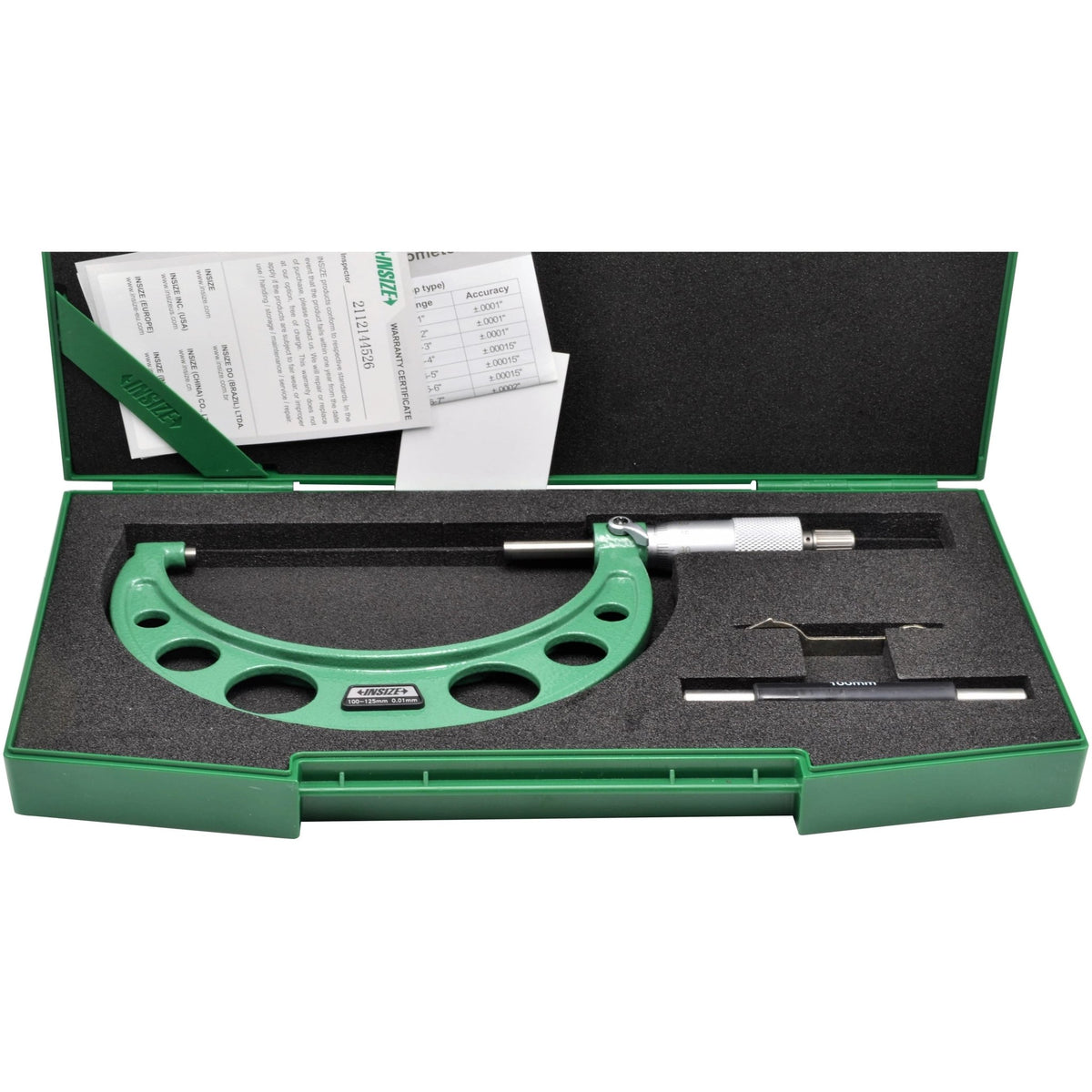 Insize Metric Outside Micrometer 100-125mm Range Series 3203-125A - Twin Eagle Imports