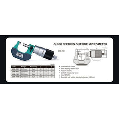 Insize Outside Micrometer Quick Feeding 0-25mm Range Series 3208-25B - Twin Eagle Imports