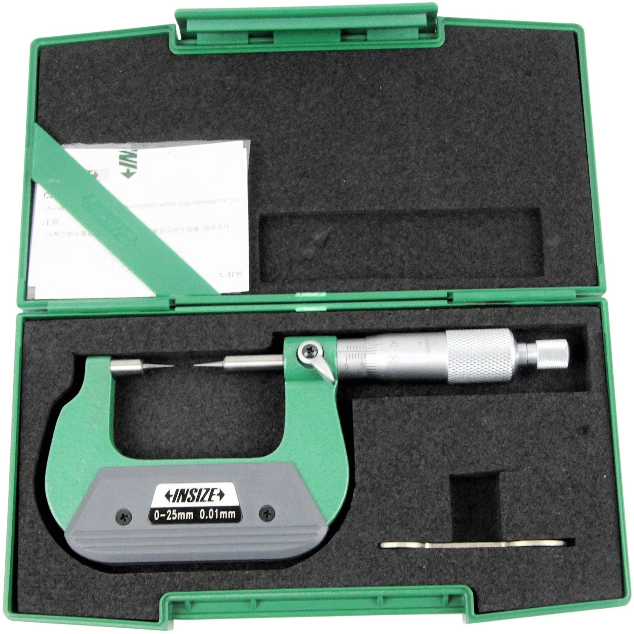Insize Point Micrometer 0-25mm Range Series 3230-25BA - Twin Eagle Imports