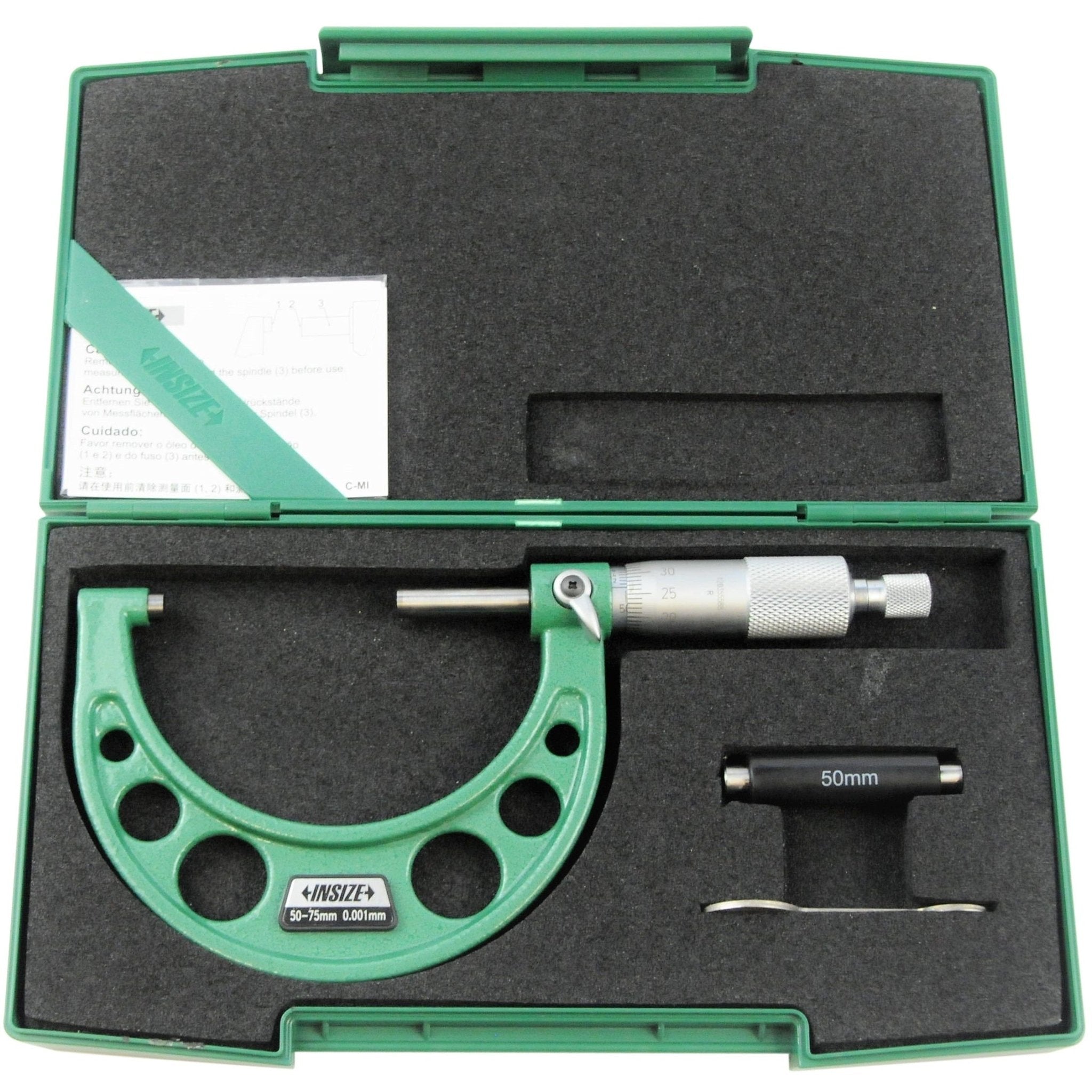 Insize Ratchet Stop Type Outside Micrometer 50-75mm Range Series 3210-75A - Twin Eagle Imports