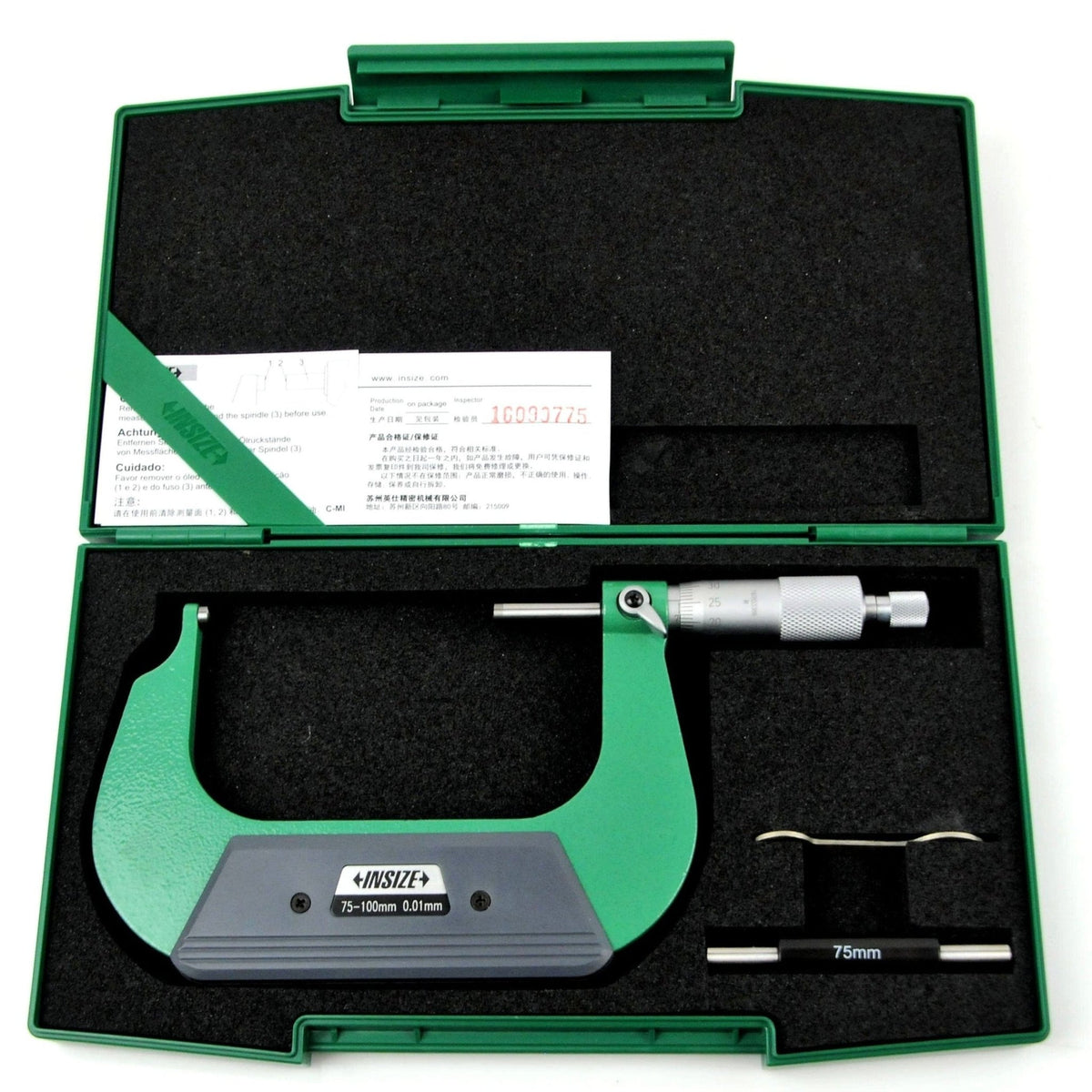 Insize Spherical Anvil Tube Micrometer 75-100mm Type A Series 3260-100A - Twin Eagle Imports
