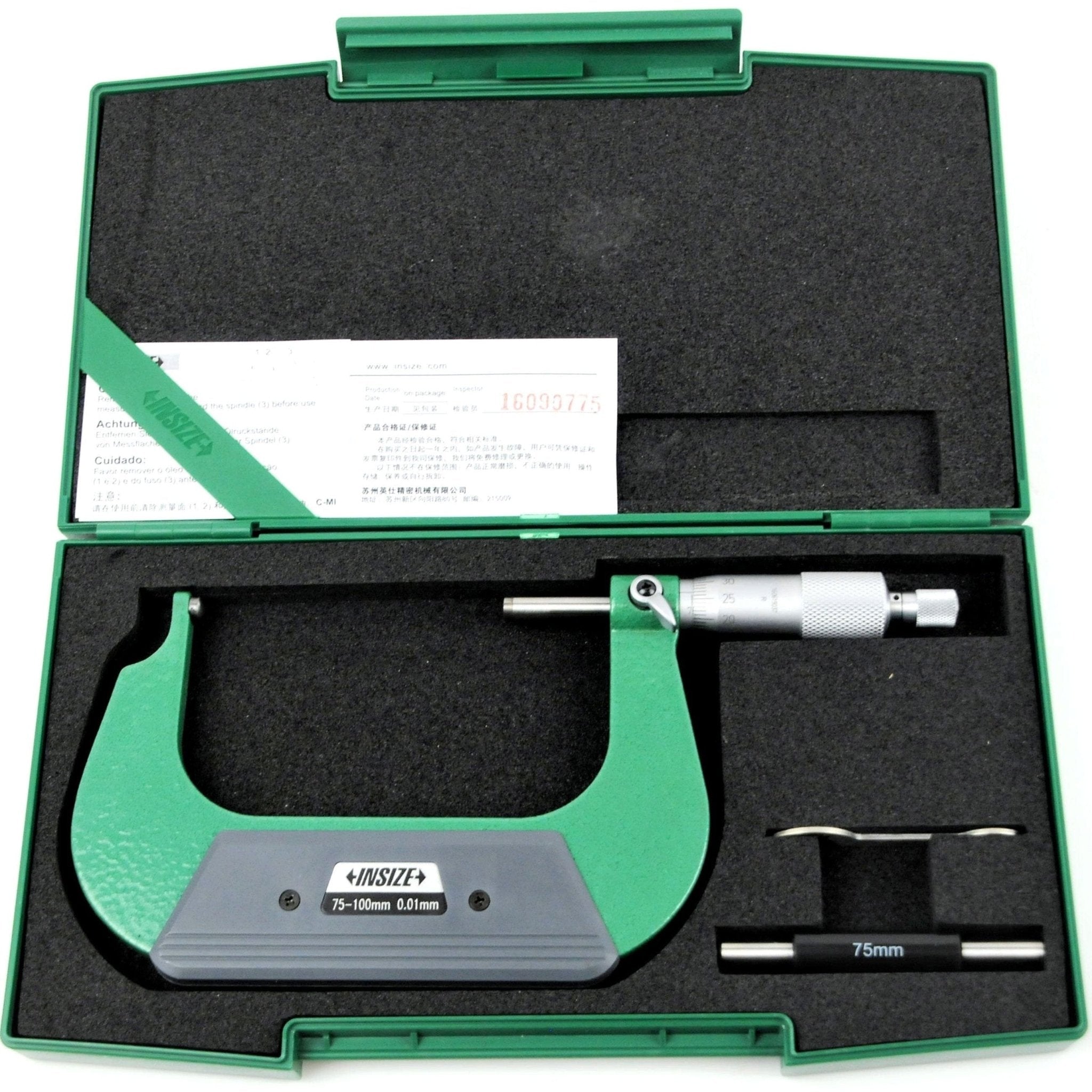 Insize Spherical Anvil Tube Micrometer 75-100mm Type B Series 3260-100SA - Twin Eagle Imports
