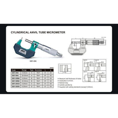Insize Type A Cylindrical Anvil Tube Micrometer 0-25mm Range Series 3261-25A - Twin Eagle Imports