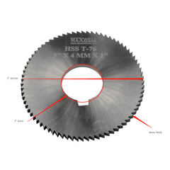 Maxwell HSS Slitting Saw 3" x 4mm x 1" Bore - Twin Eagle Imports