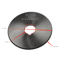 Maxwell HSS Slitting Saw 4" x 5 MM x 1" Bore - Twin Eagle Imports