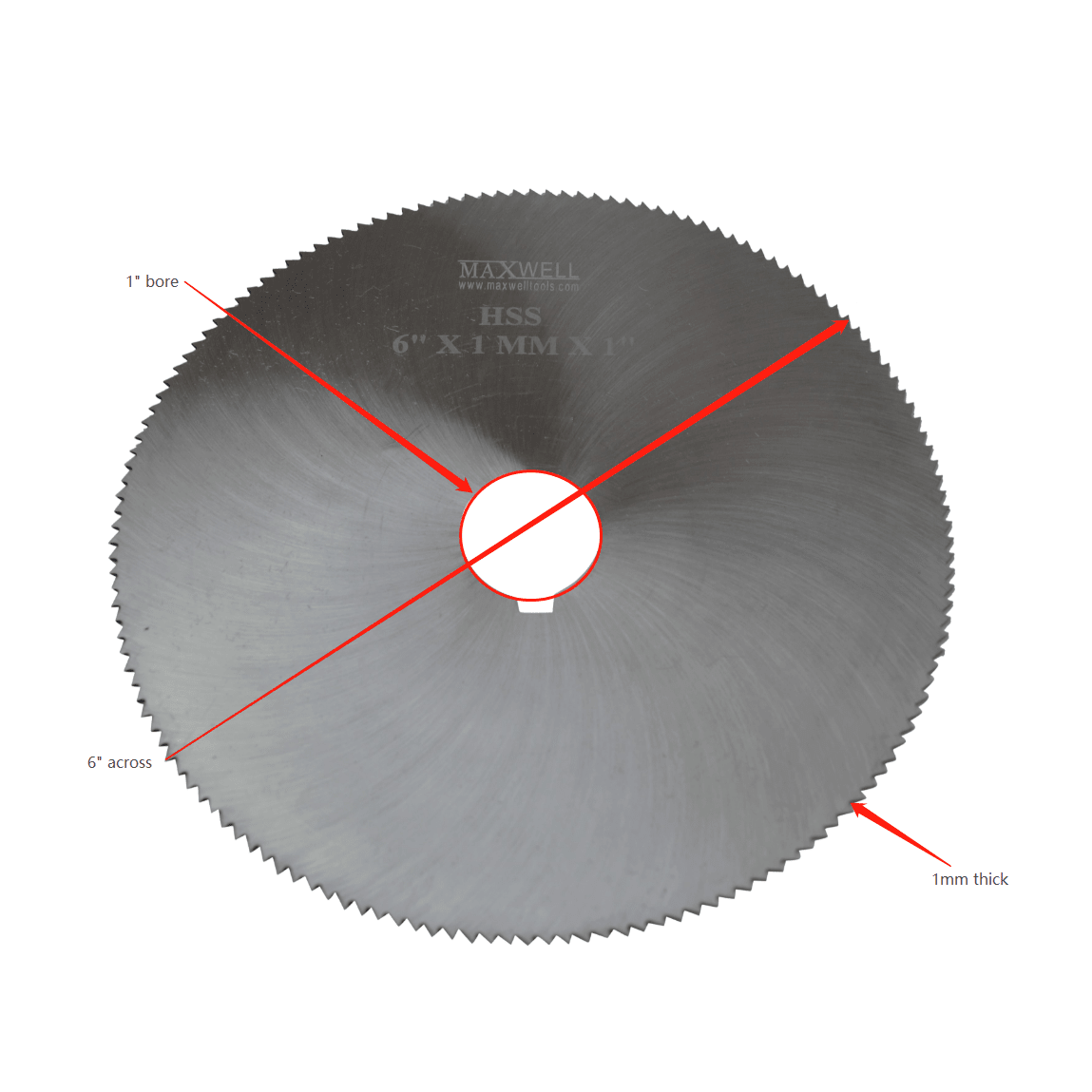 Maxwell HSS Slitting Saw 6" x 1mm x 1" Bore - Twin Eagle Imports