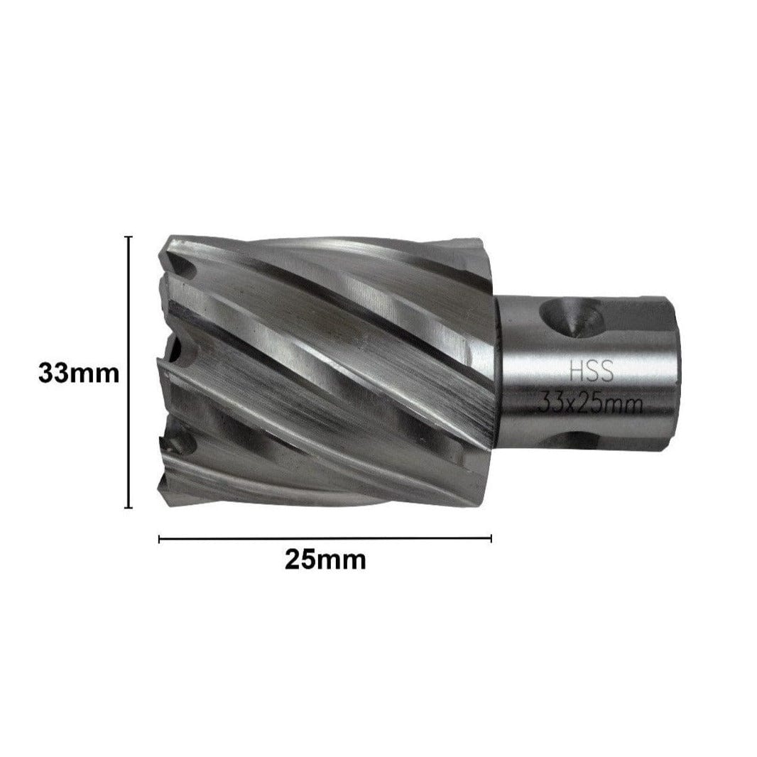 Twin Eagle Imports Annular Cutter 33 x 25mm D.O.C HSS Weldon Shank Annular Cutter
