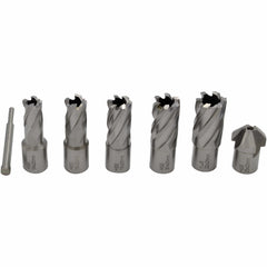 Twin Eagle Imports Annular Cutter Kit 7 PC Weldon Shank HSS Annular Cutter Set with Countersink