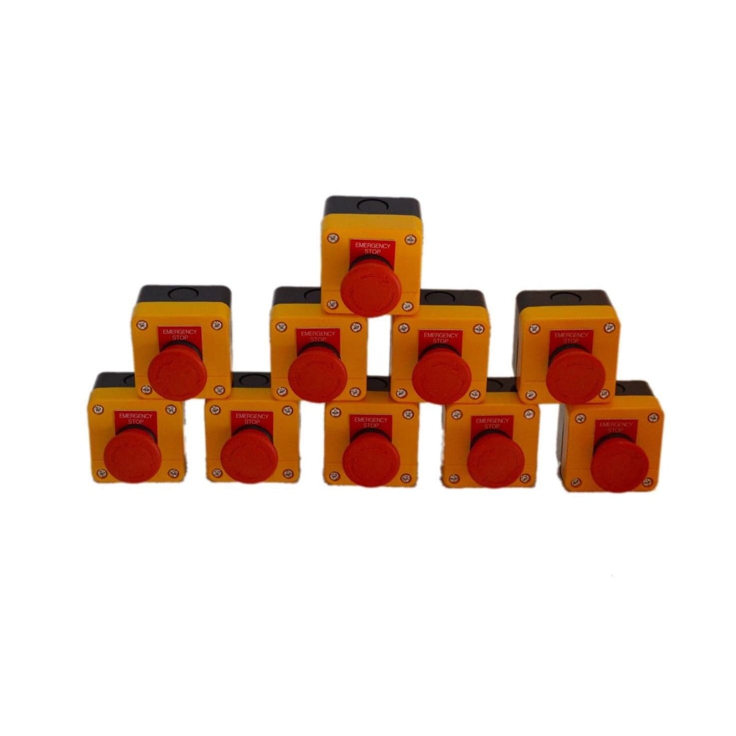 Twin Eagle Imports Emergency Stops Generic Plastic E-Stop Set of 10 - Emergency Red Button Stop x 10