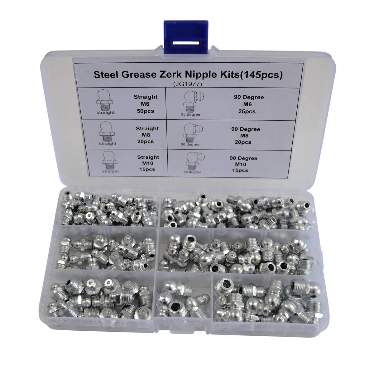 Twin Eagle Imports Grab Kits 145pc Metric Grease Nipples Steel Grab Kit