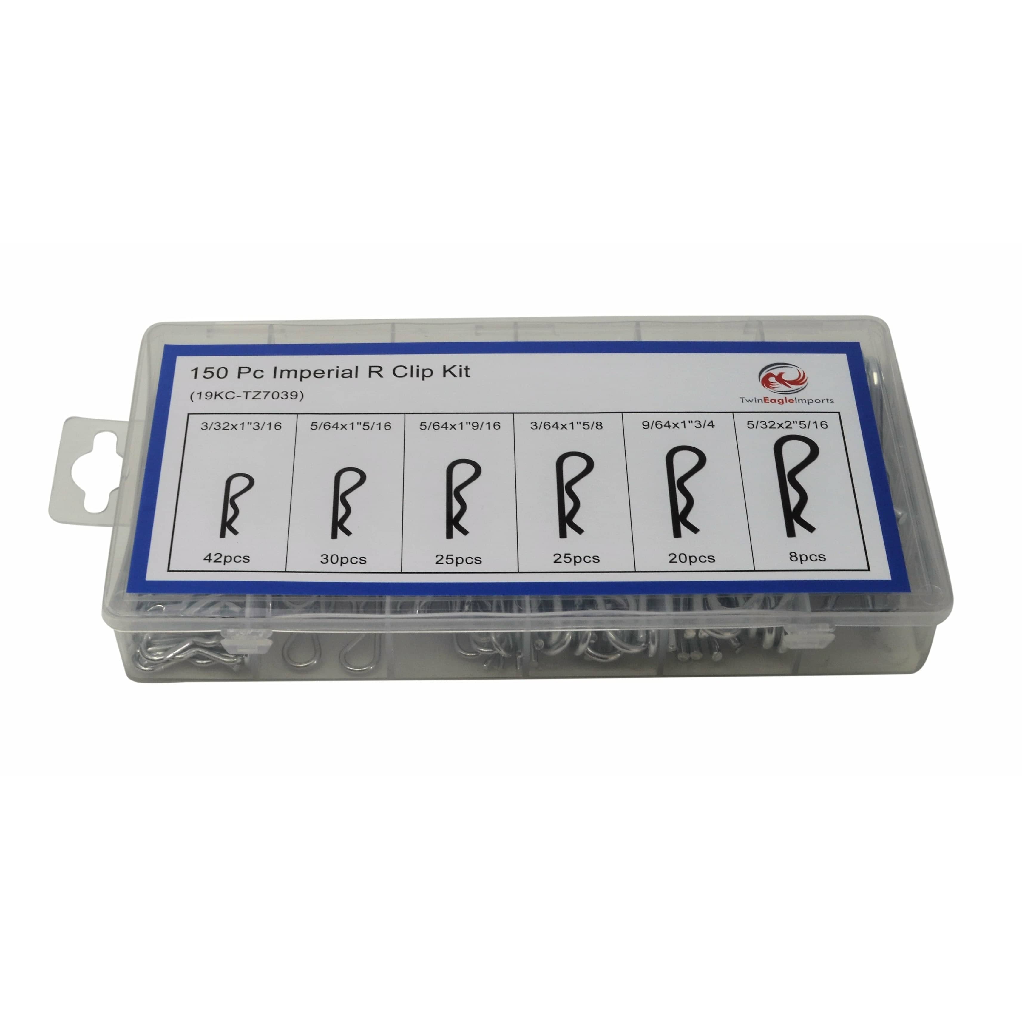 Twin Eagle Imports Grab Kits 150pc Imperial R pin Clips Grab Kit