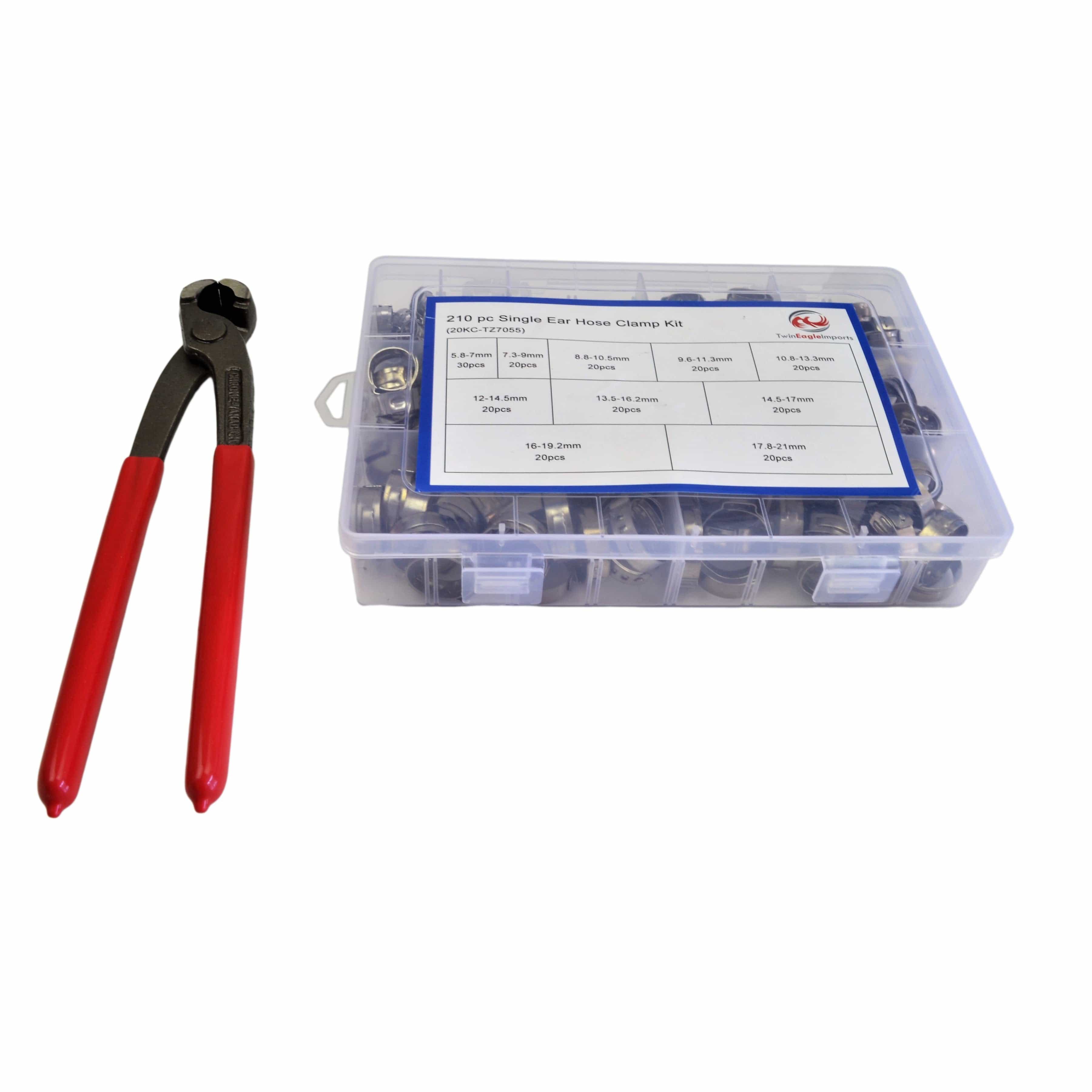 Twin Eagle Imports Grab Kits 211pc 304 Stainless Steel Hose Clamp Grab Kit with Tool