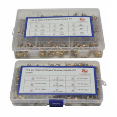 Twin Eagle Imports Grab Kits 250 Piece Metric Imperial Brass Grease Nipple Combo Grab Kit Assortment