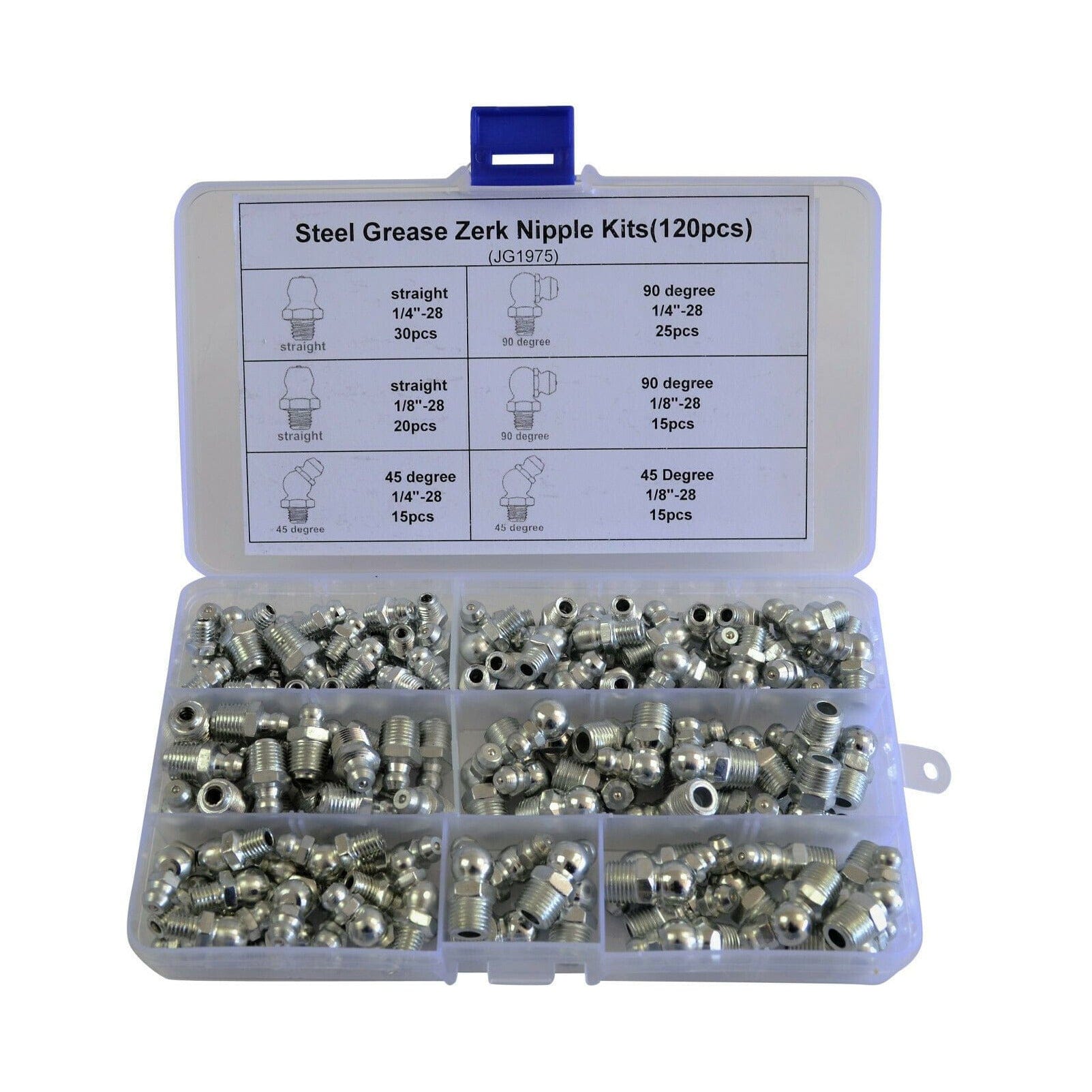 Twin Eagle Imports Grab Kits 265 Piece Grease Nipple Nipple Imperial and Metric Steel Grab Kit Assortment