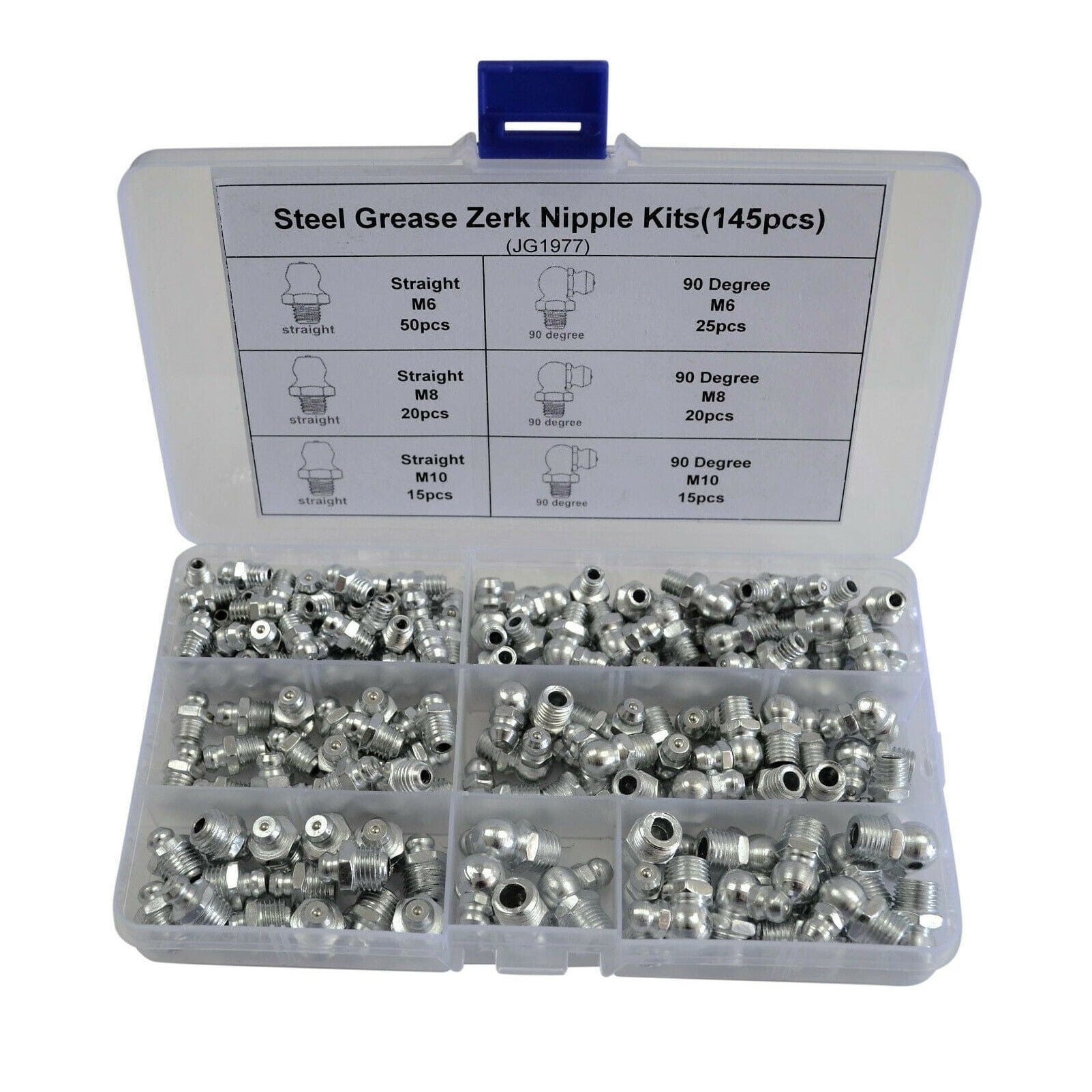 Twin Eagle Imports Grab Kits 265 Piece Grease Nipple Nipple Imperial and Metric Steel Grab Kit Assortment