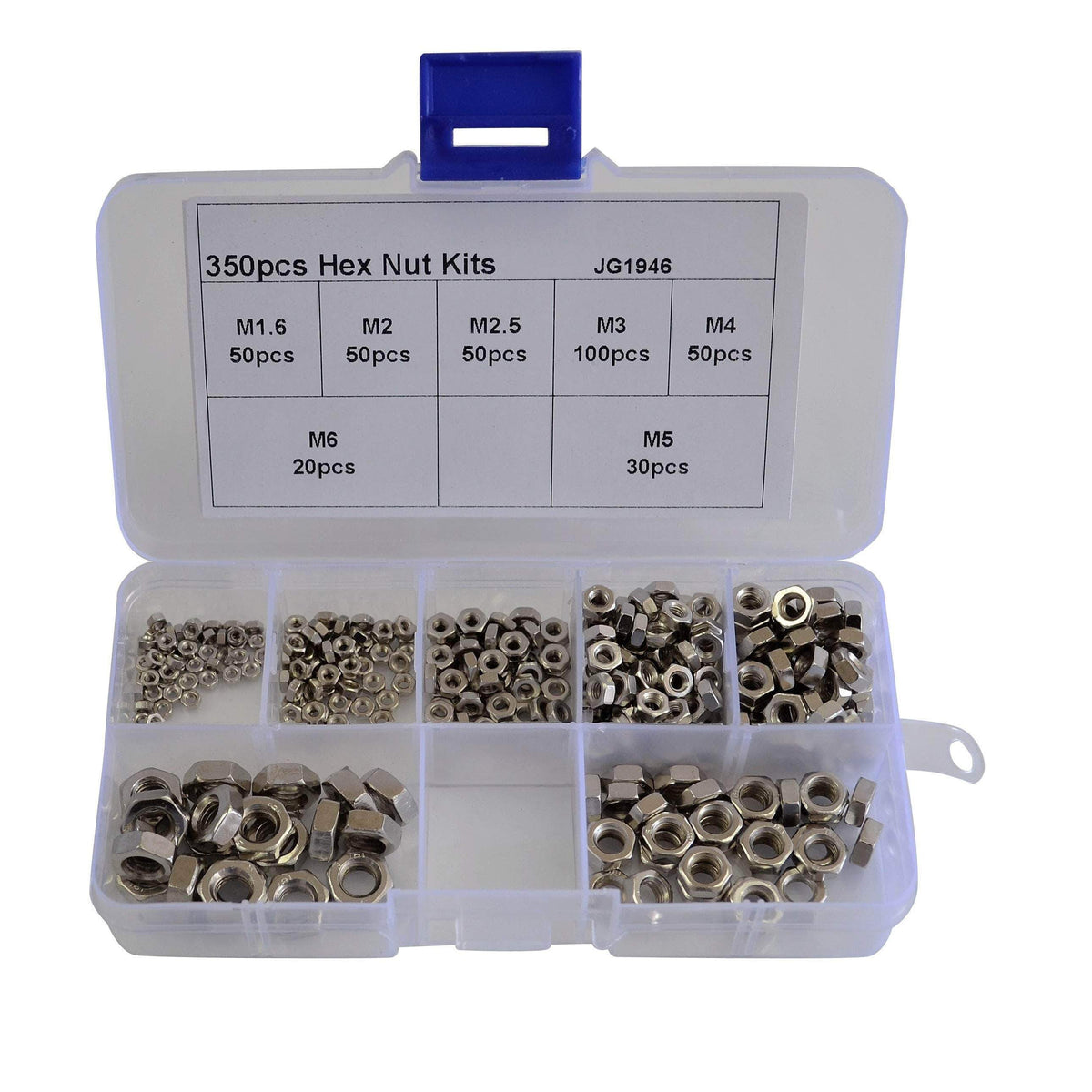 Twin Eagle Imports Grab Kits 350pc Metric Stainless Steel Hex Nut Grab Kit Assortment