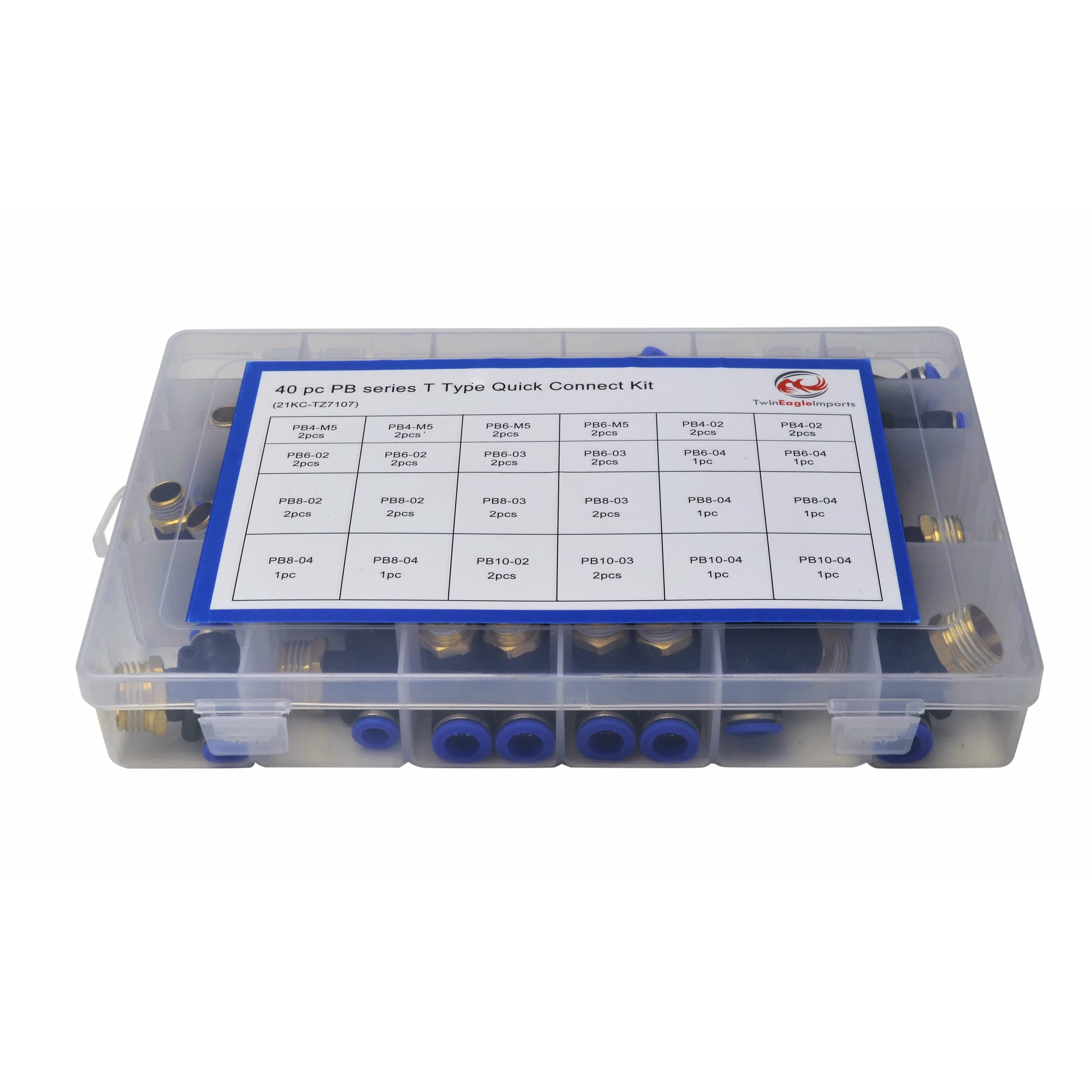 Twin Eagle Imports Grab Kits 40 pc PB series T Pc Push in Grab Kit Assortment