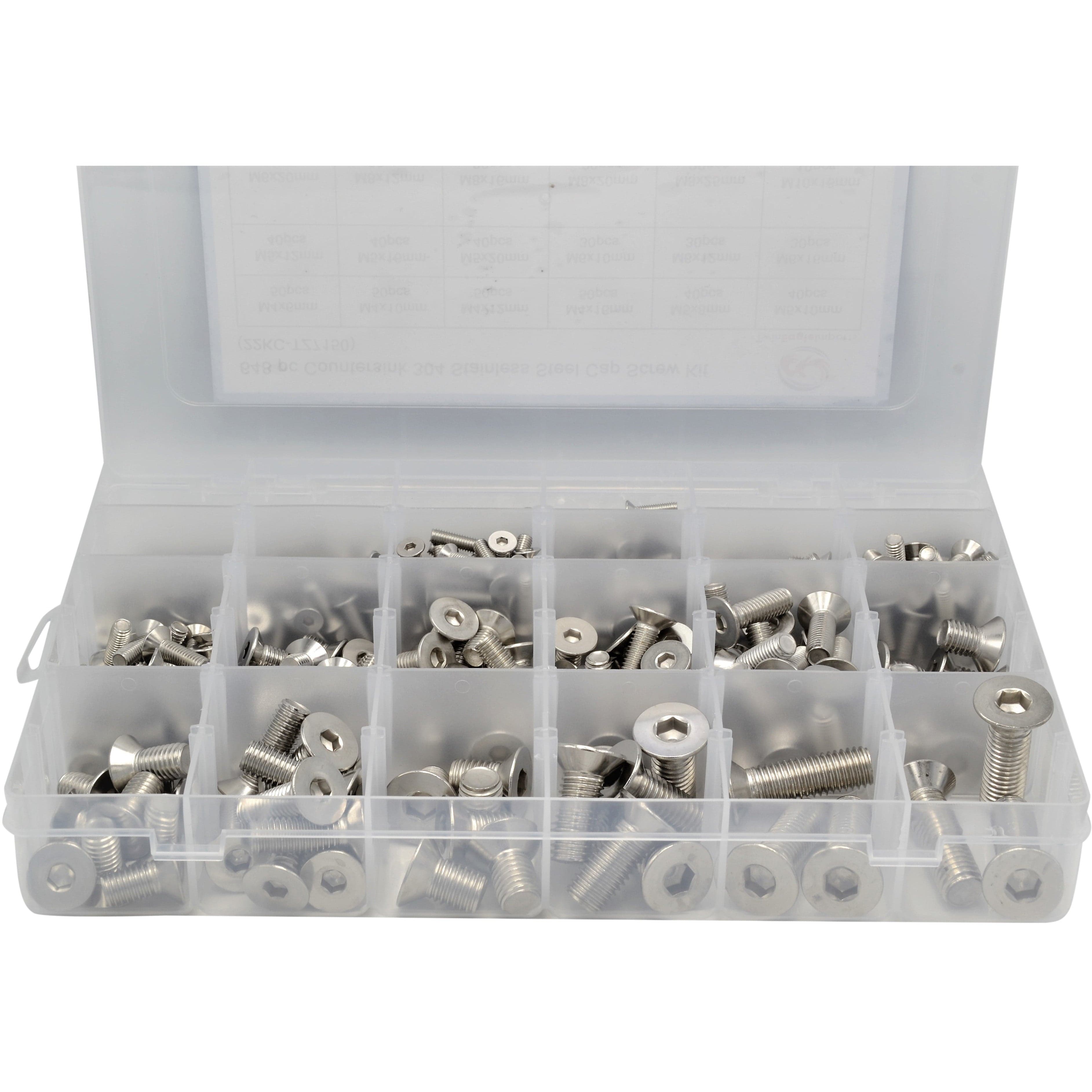 Twin Eagle Imports Grab Kits 648 Piece 304 Stainless Steel Countersink Cap Screw Grab Kit Assortment