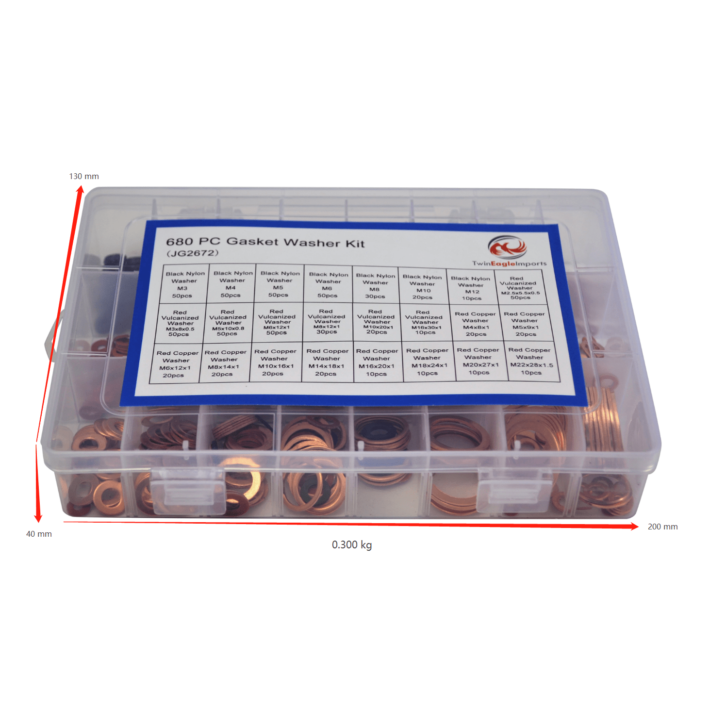 Twin Eagle Imports Grab Kits 680pc Gasket Washer Assortment Kit