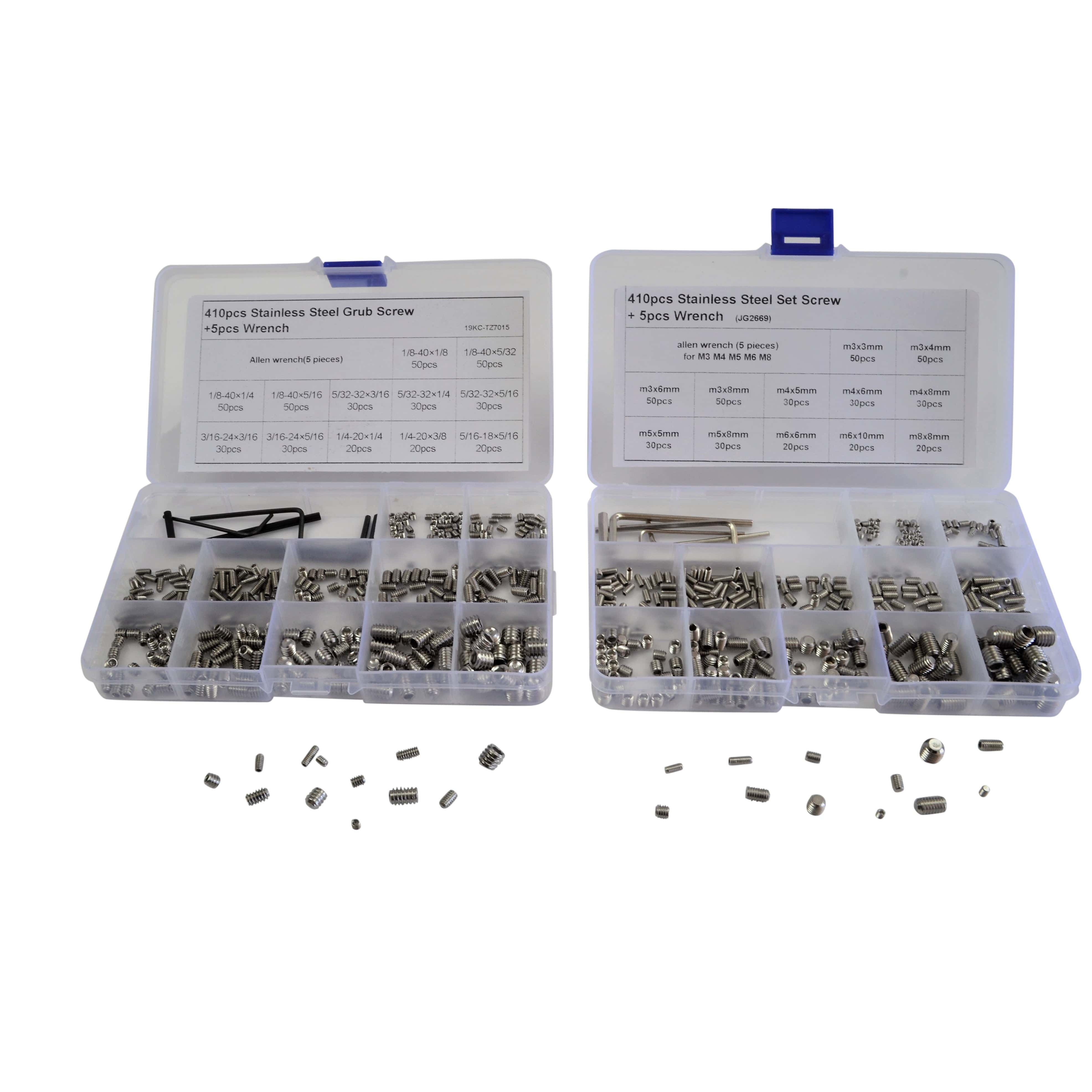 Twin Eagle Imports Grab Kits 820pc Metric and Imperial Stainless Steel Grub Screw Grab Kit
