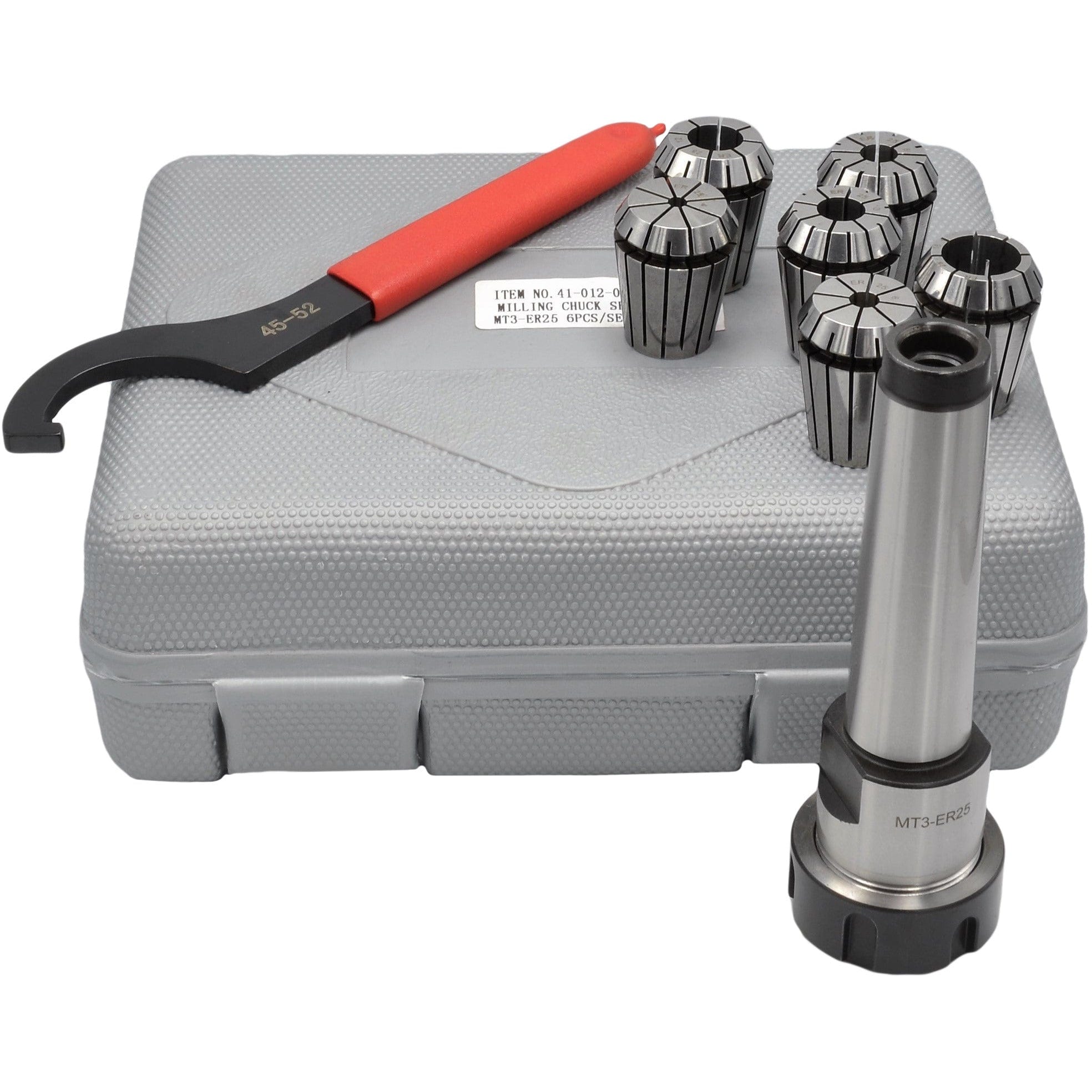 Twin Eagle Imports Milling Chuck 6 pc ER25 MT3 M12 Drawbar Precision Spring Collet Set