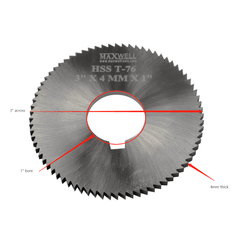 Twin Eagle Imports Slitting Saws Maxwell HSS Slitting Saw 3" x 4 MM x 1" Bore
